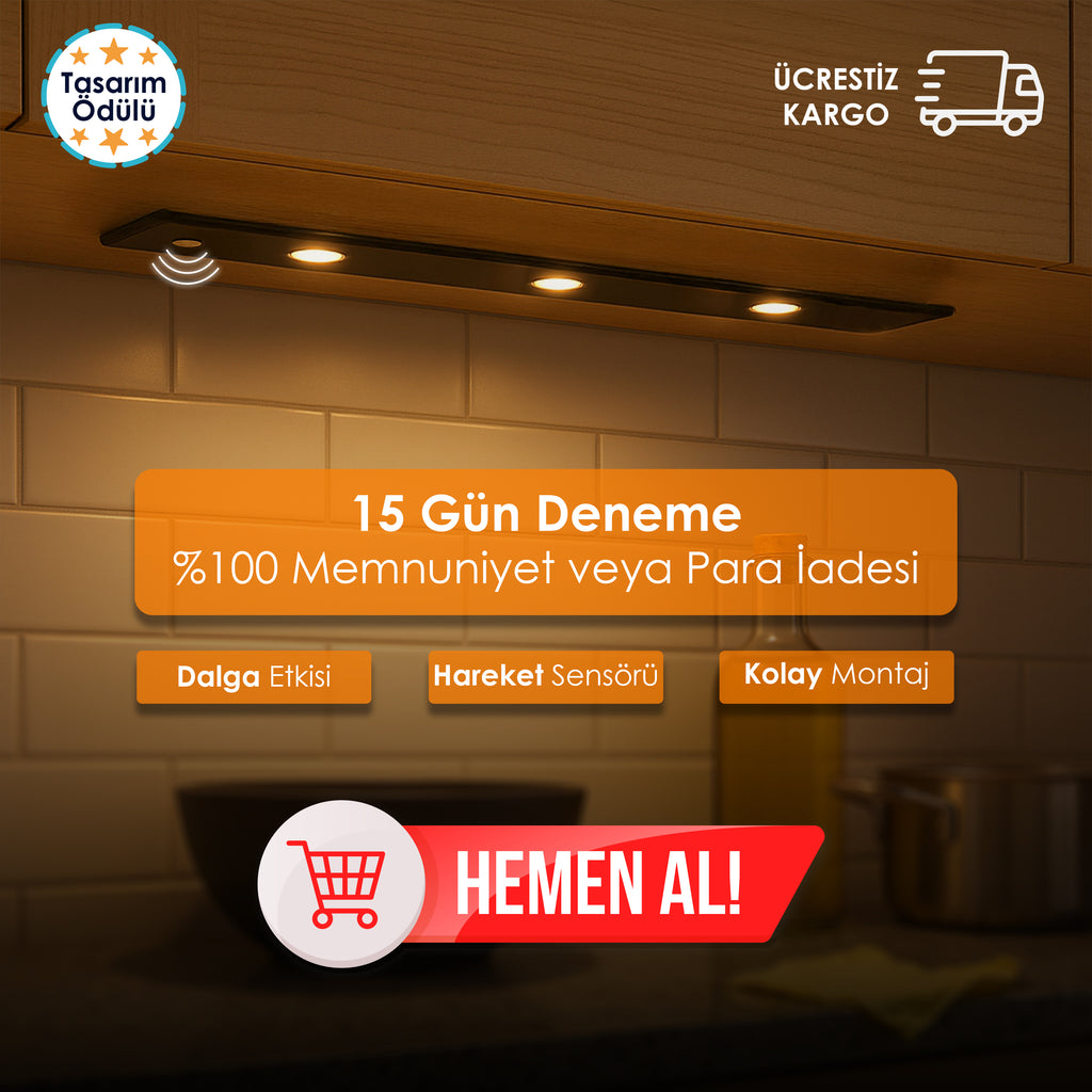 LED Hareket Sensörlü Işıklar - 3 Lambalı