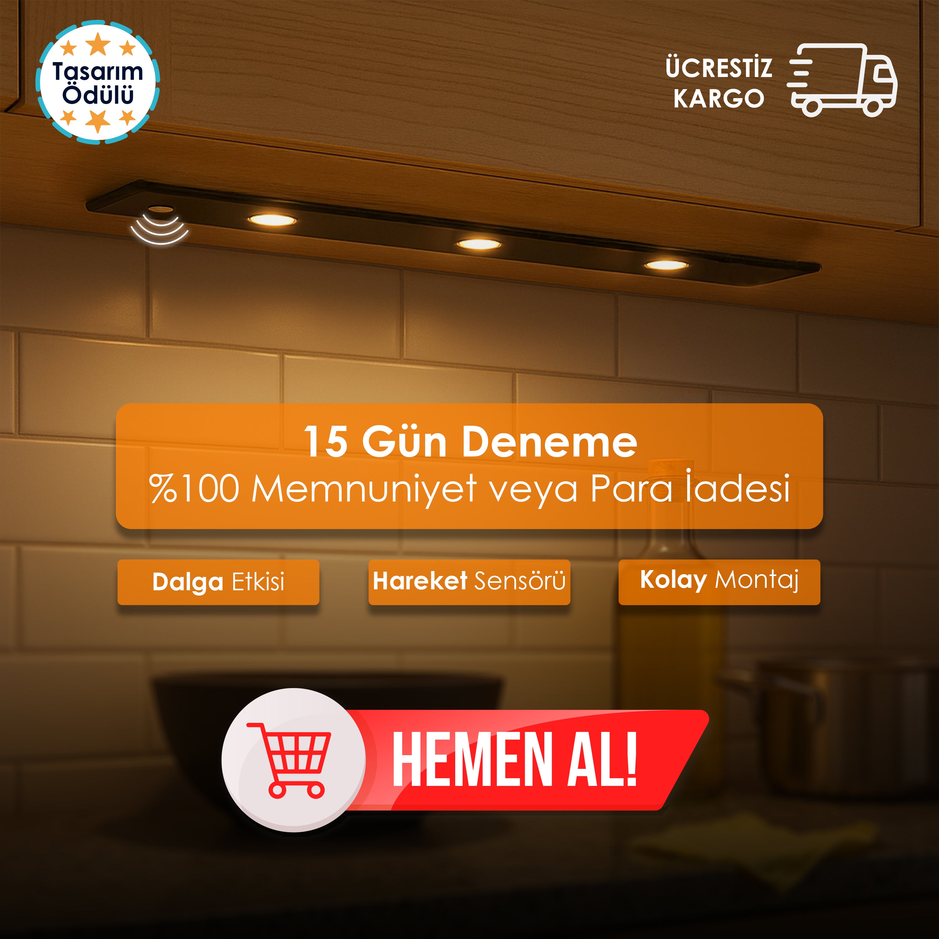 LED Hareket Sensörlü Işıklar - 3 Lambalı