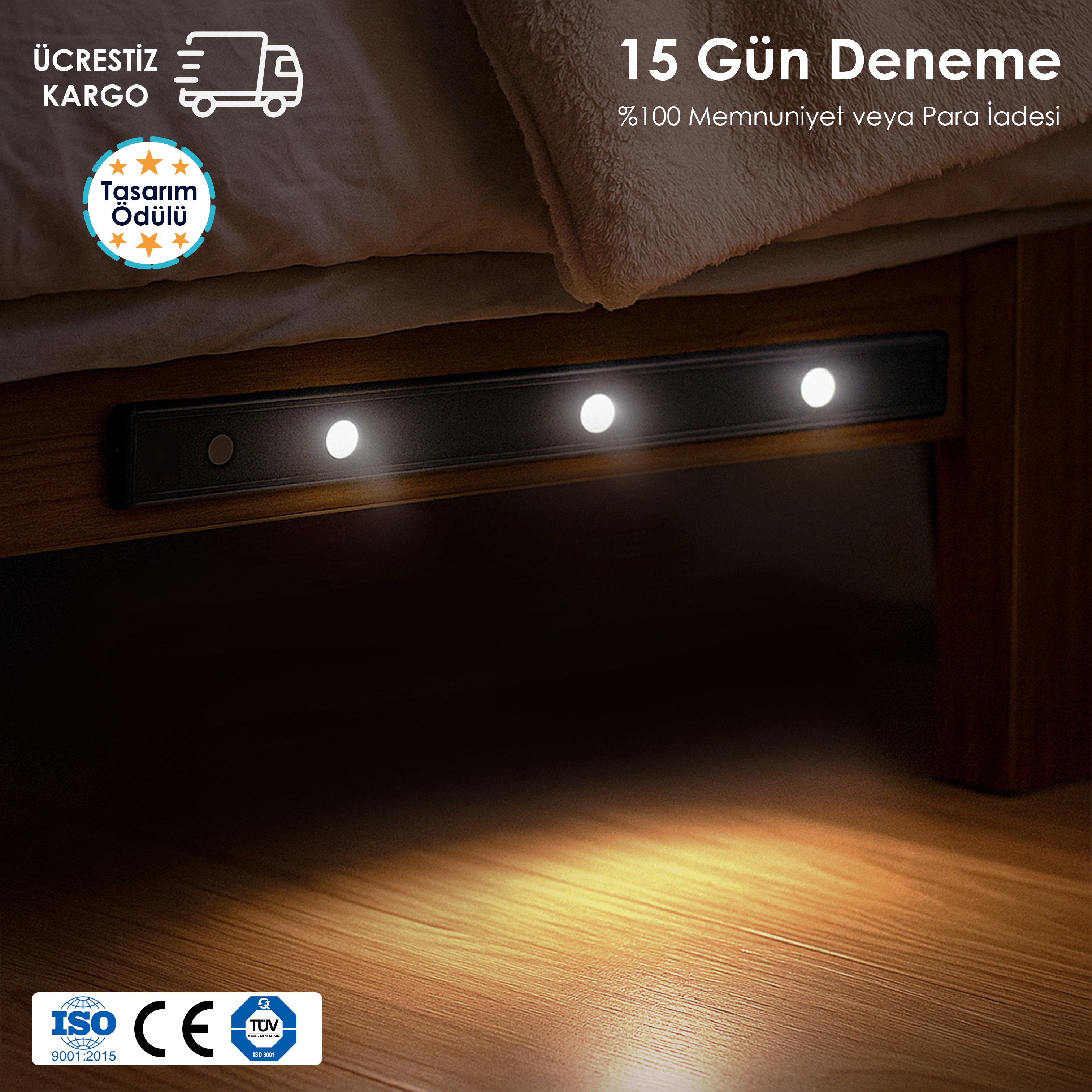 LED Hareket Sensörlü Işıklar - 3 Lambalı
